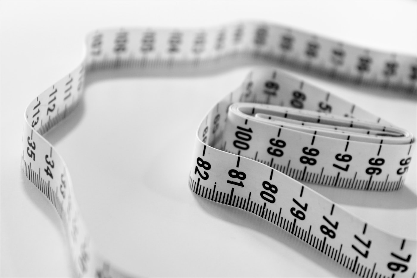 Cloth tape measure showing centimeter markings