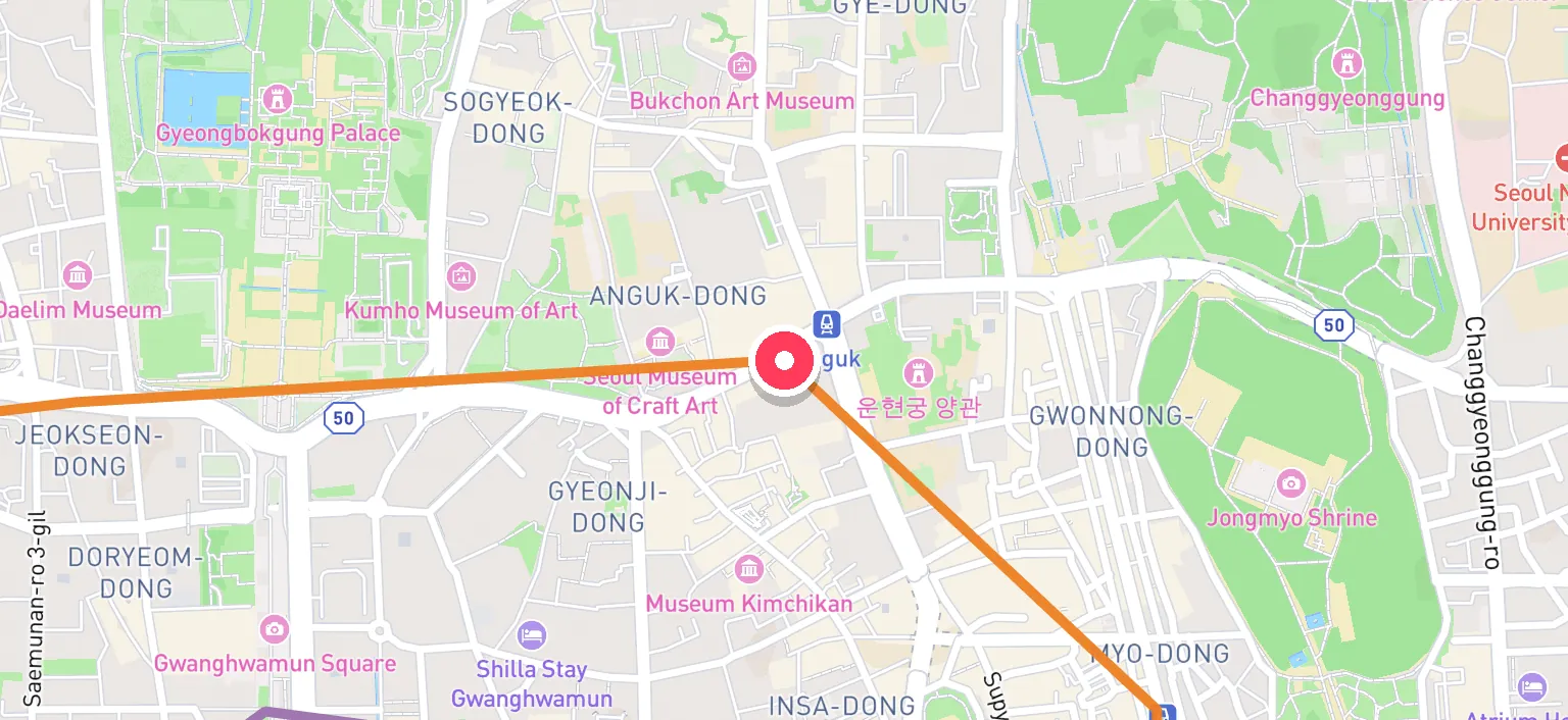 Map of Anguk Station and the surrounding streets