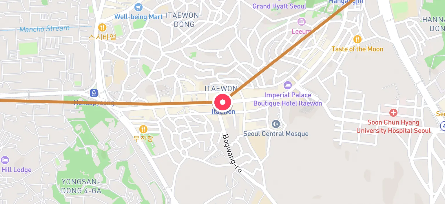 Map of Itaewon Station and the surrounding streets