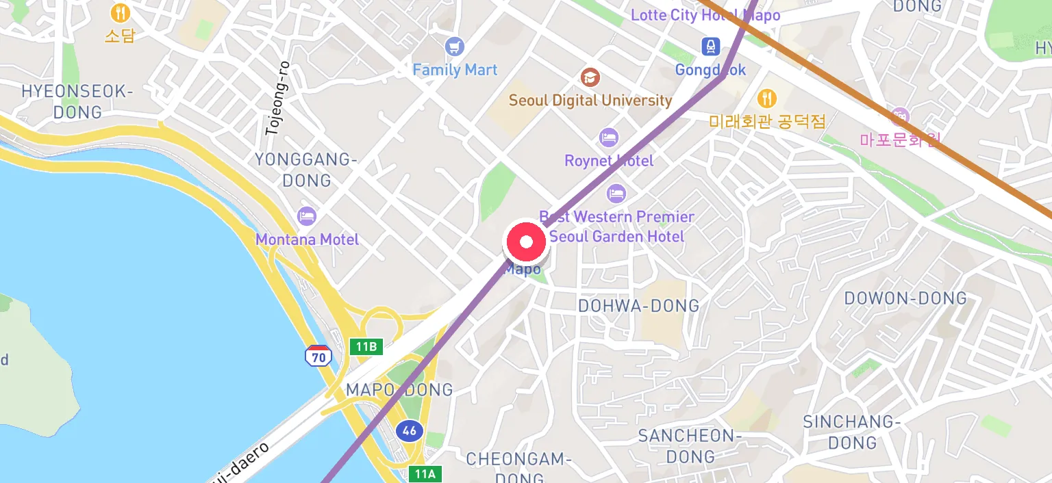 Map of Mapo Station and the surrounding streets