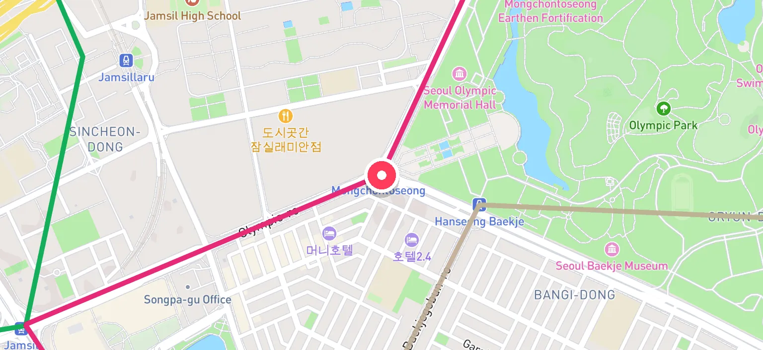 Map of Mongchontoseong Station and the surrounding streets