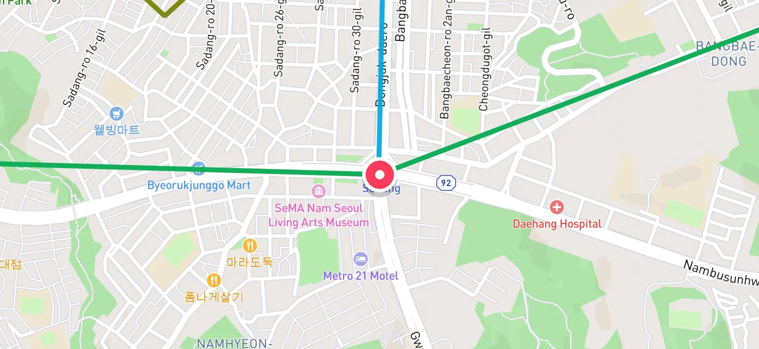 Map of Sadang Station and the surrounding streets