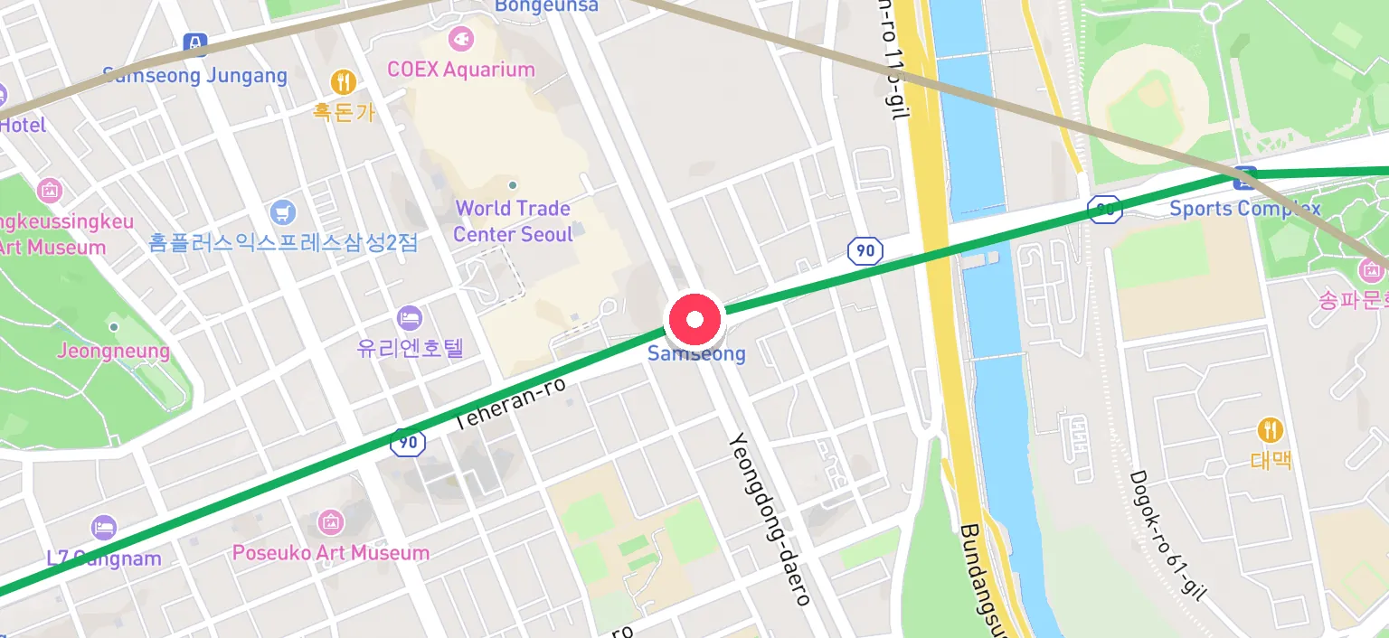 Map of Samseong Station and the surrounding streets