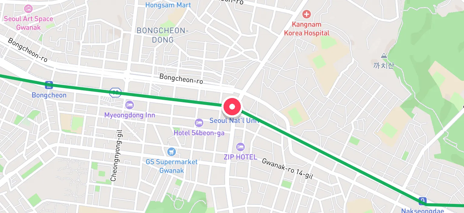 Map of Seoul Nat'l Univ. Station and the surrounding streets