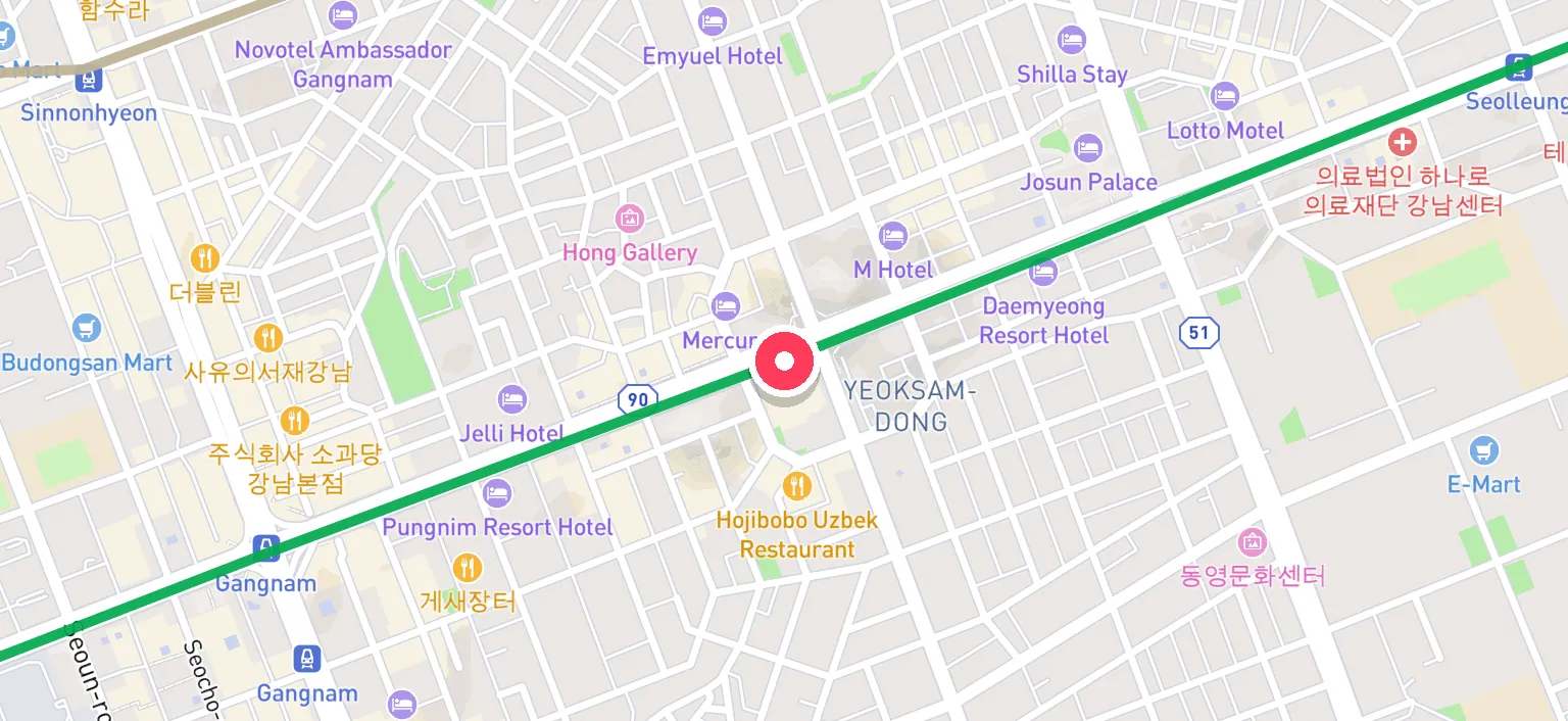 Map of Yeoksam Station and the surrounding streets