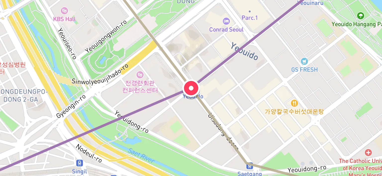 Map of Yeouido Station and the surrounding streets