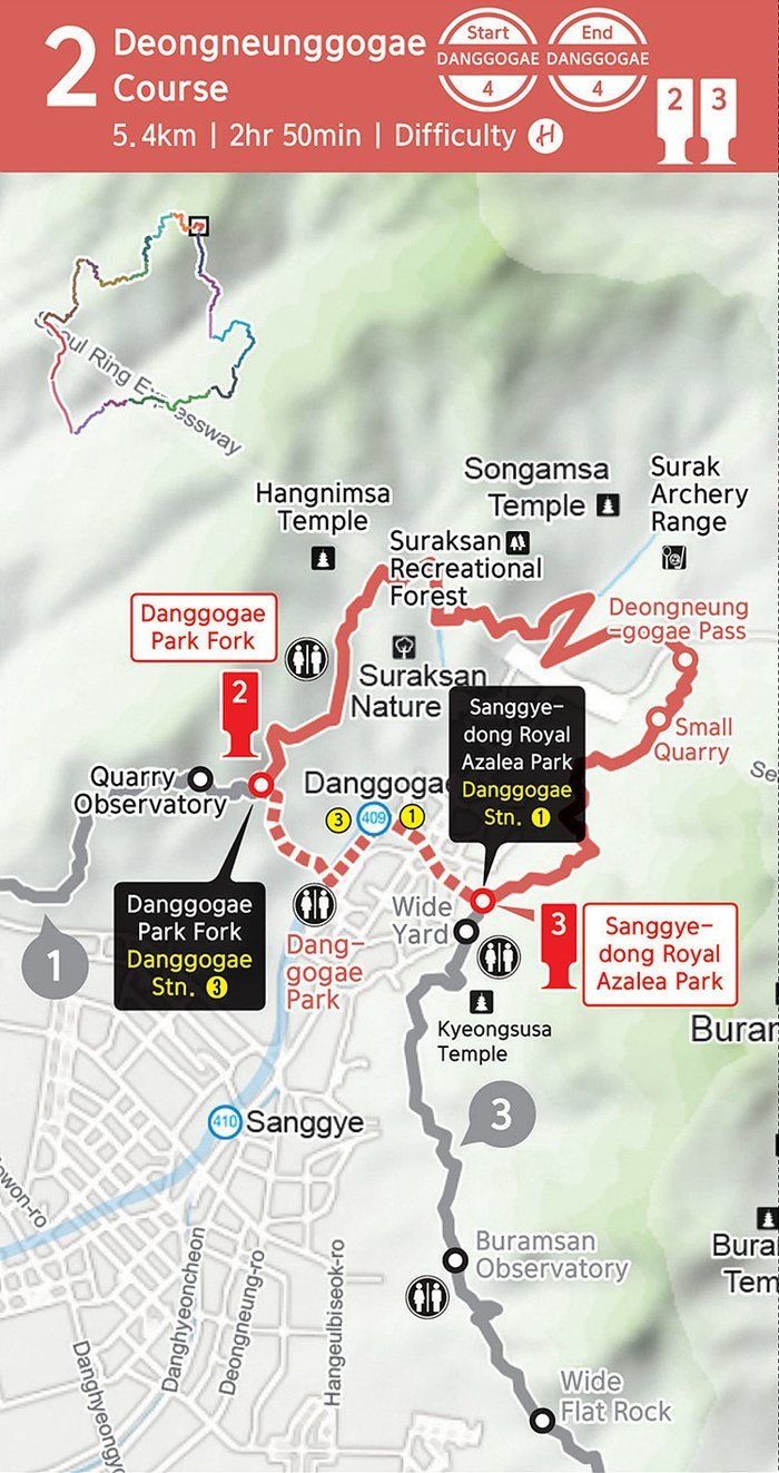 Deongneunggogae Course, route map