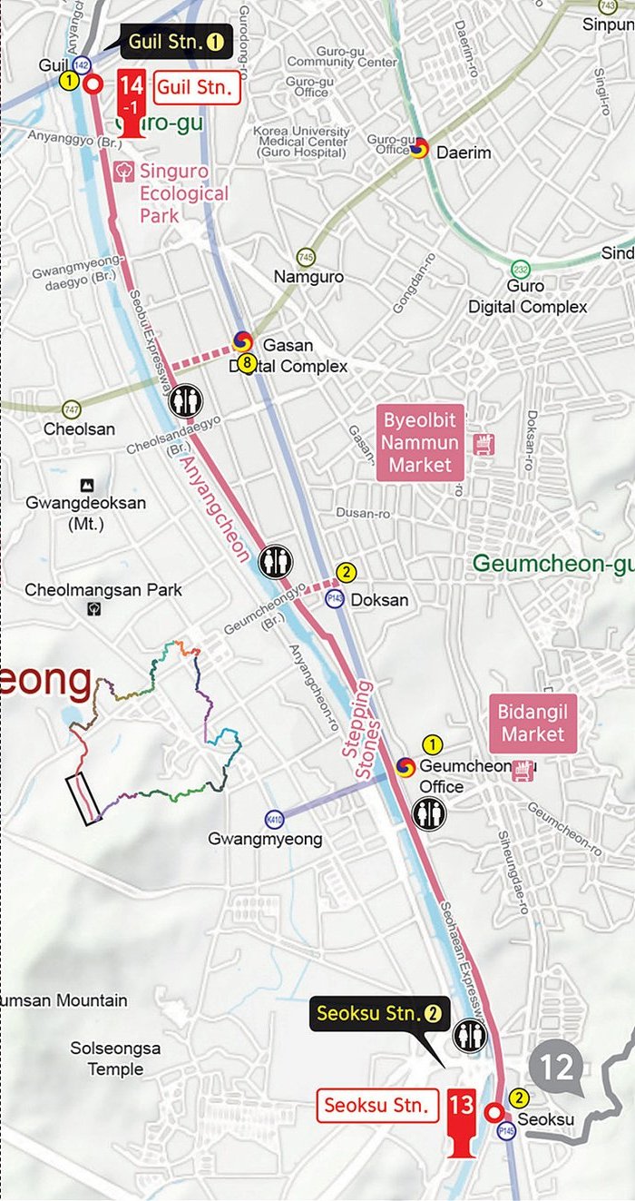 Anyangcheon Upstream Course, course intro and tour places