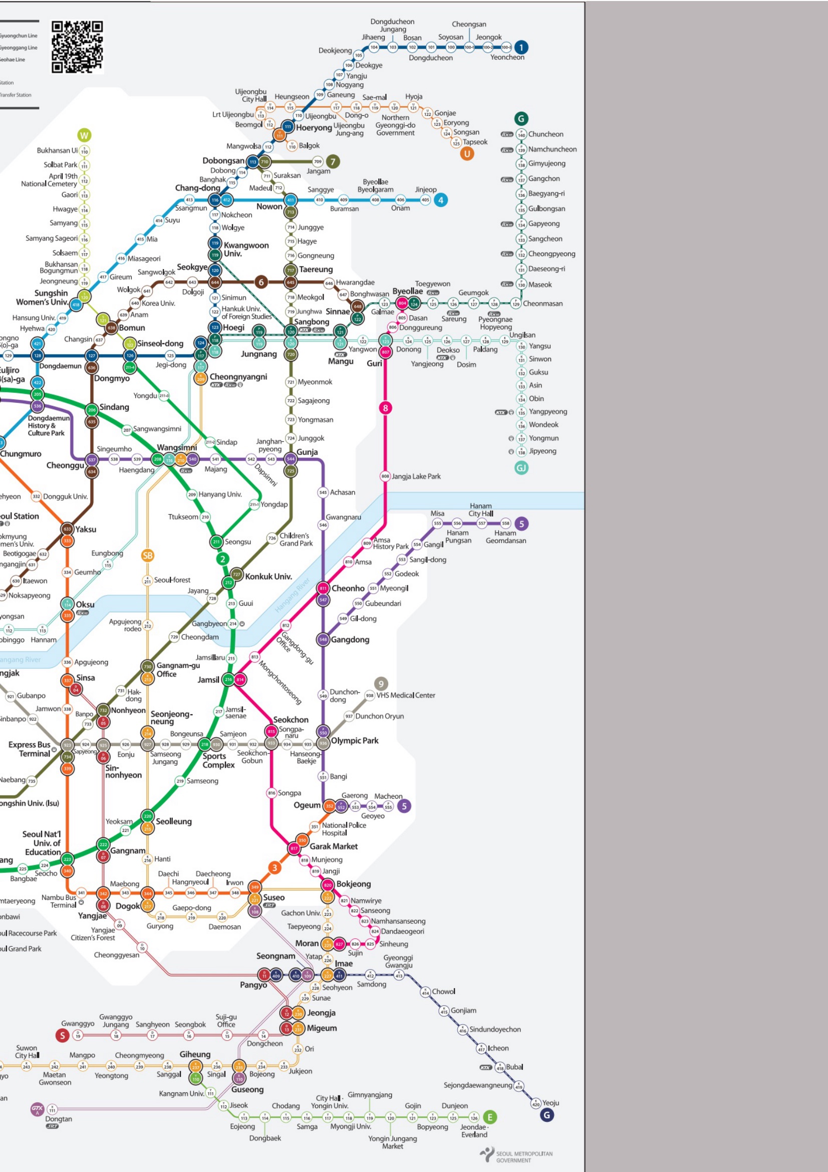 Seoul Metropolitan Subway tourist map, East